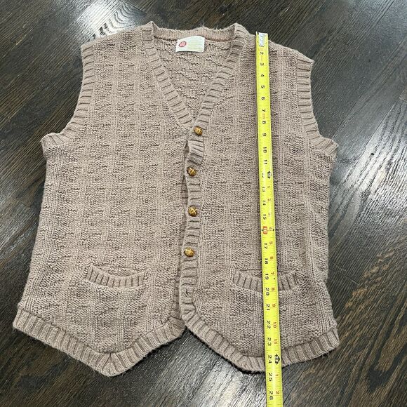 Kings Road Sears Sweater Vest Cardigan Mens‎ Large Brown Orlon Acrylic Academia - Picture 5 of 7